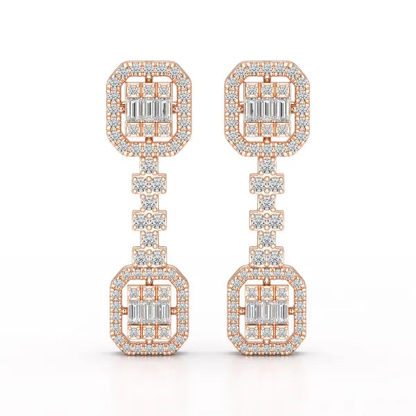 1.16 CT Baguette Cut Lab Diamond Drop Earring