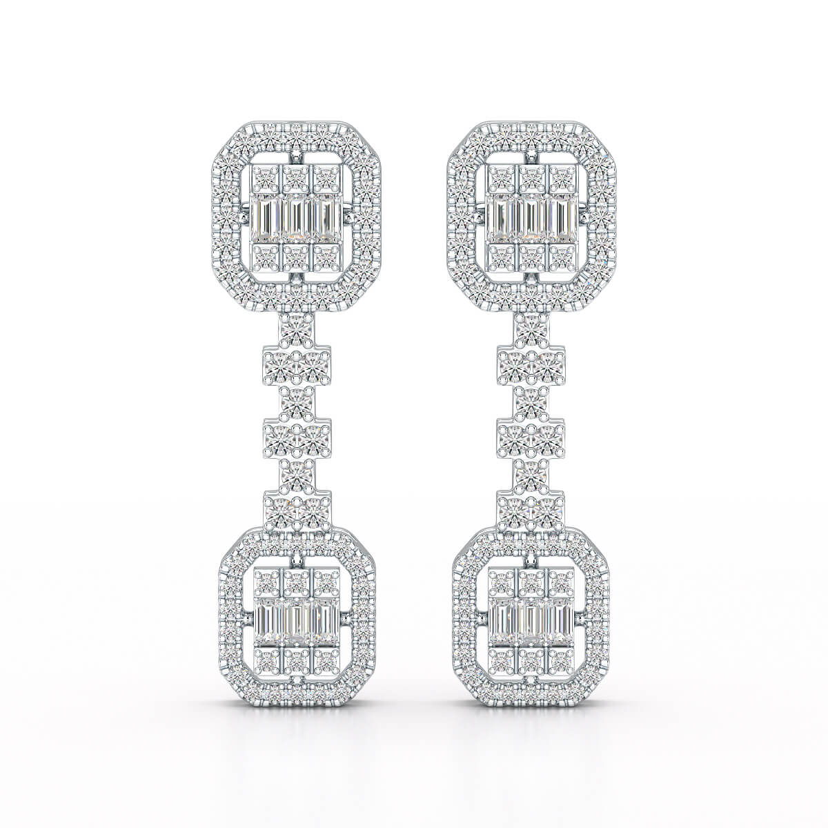 1.16 CT Baguette Cut Lab Diamond Drop Earring