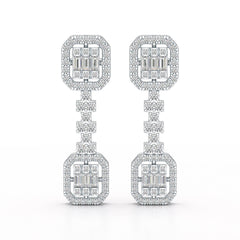 1.16 CT Baguette Cut Lab Diamond Drop Earring