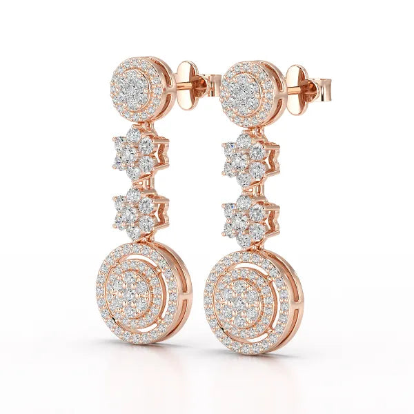 1.18 CT Round Cut Dangle Drop Lab Diamond Earring