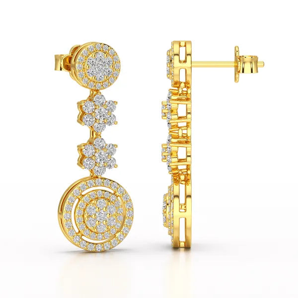 1.18 CT Round Cut Dangle Drop Lab Diamond Earring