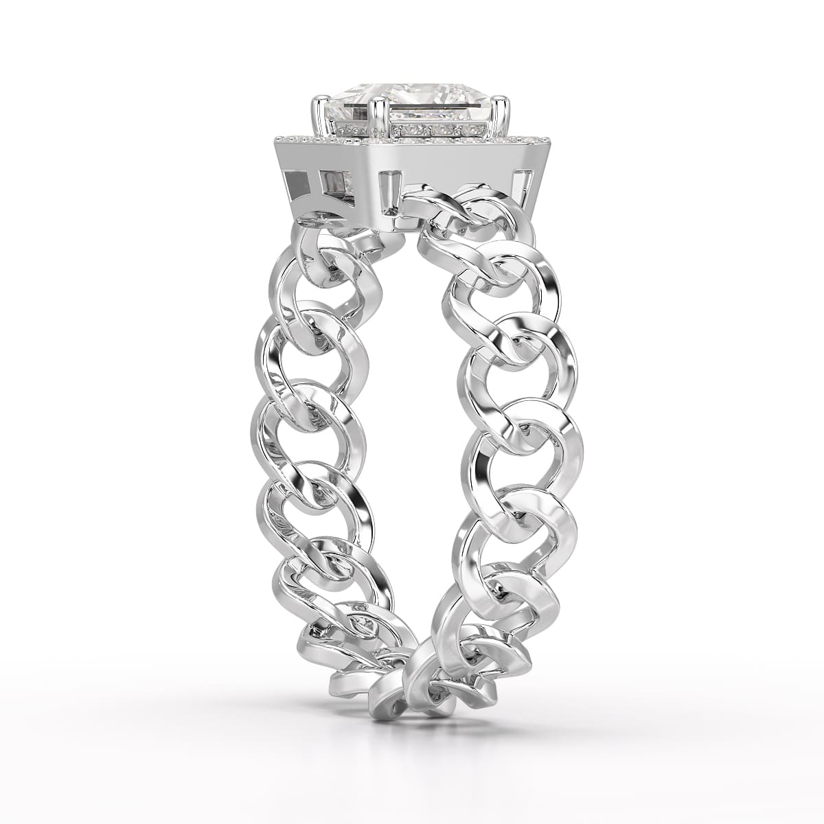 1.18 CT Princess Cut Halo Lab Diamond Ring