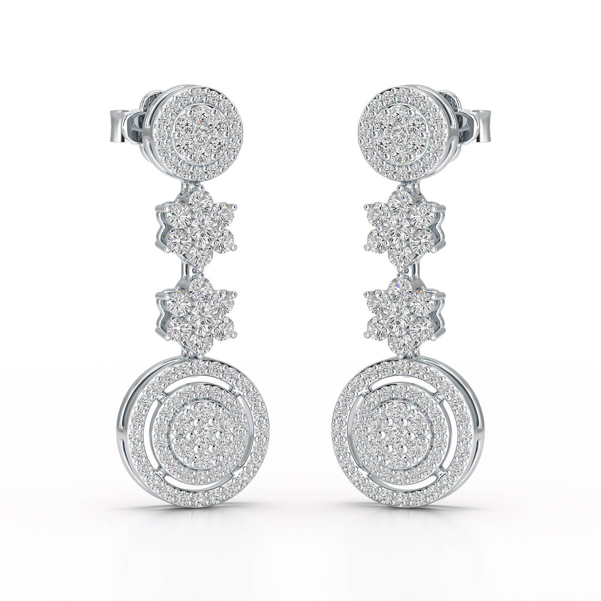 1.18 CT Round Cut Dangle Drop Lab Diamond Earring