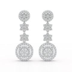 1.18 CT Round Cut Dangle Drop Lab Diamond Earring