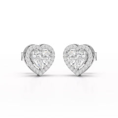 1.21 CT Lab Diamond Heart Shape Stud Earrings