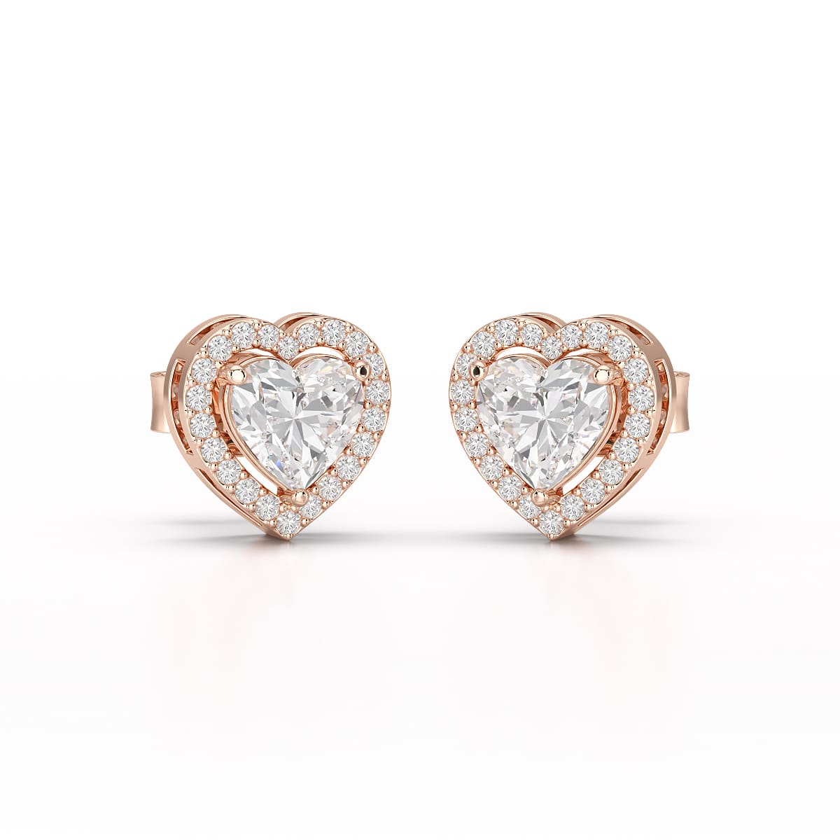 1.21 CT Lab Diamond Heart Shape Stud Earrings