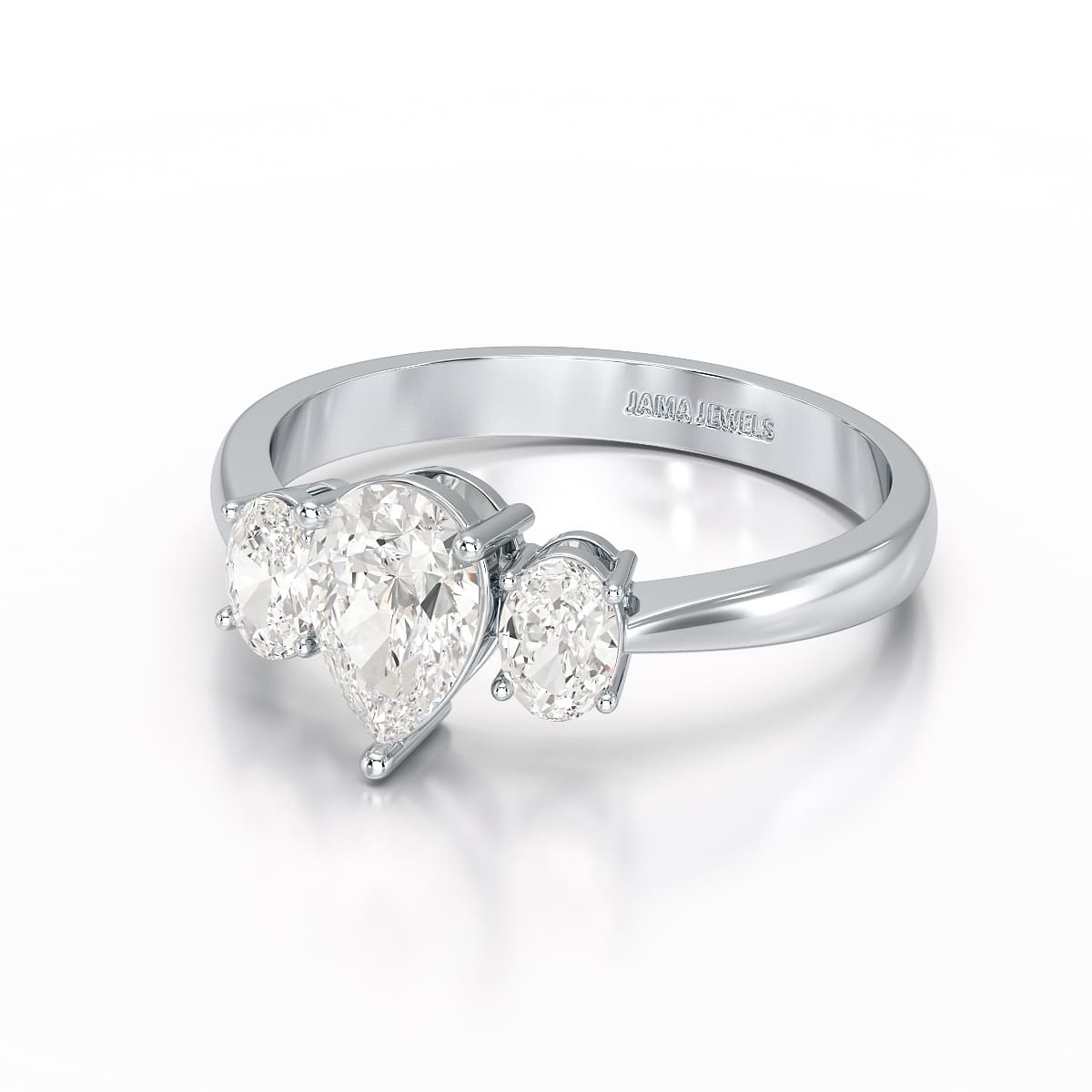 1.25 CT Three Stone Pear Oval Cut Lab Diamond Ring