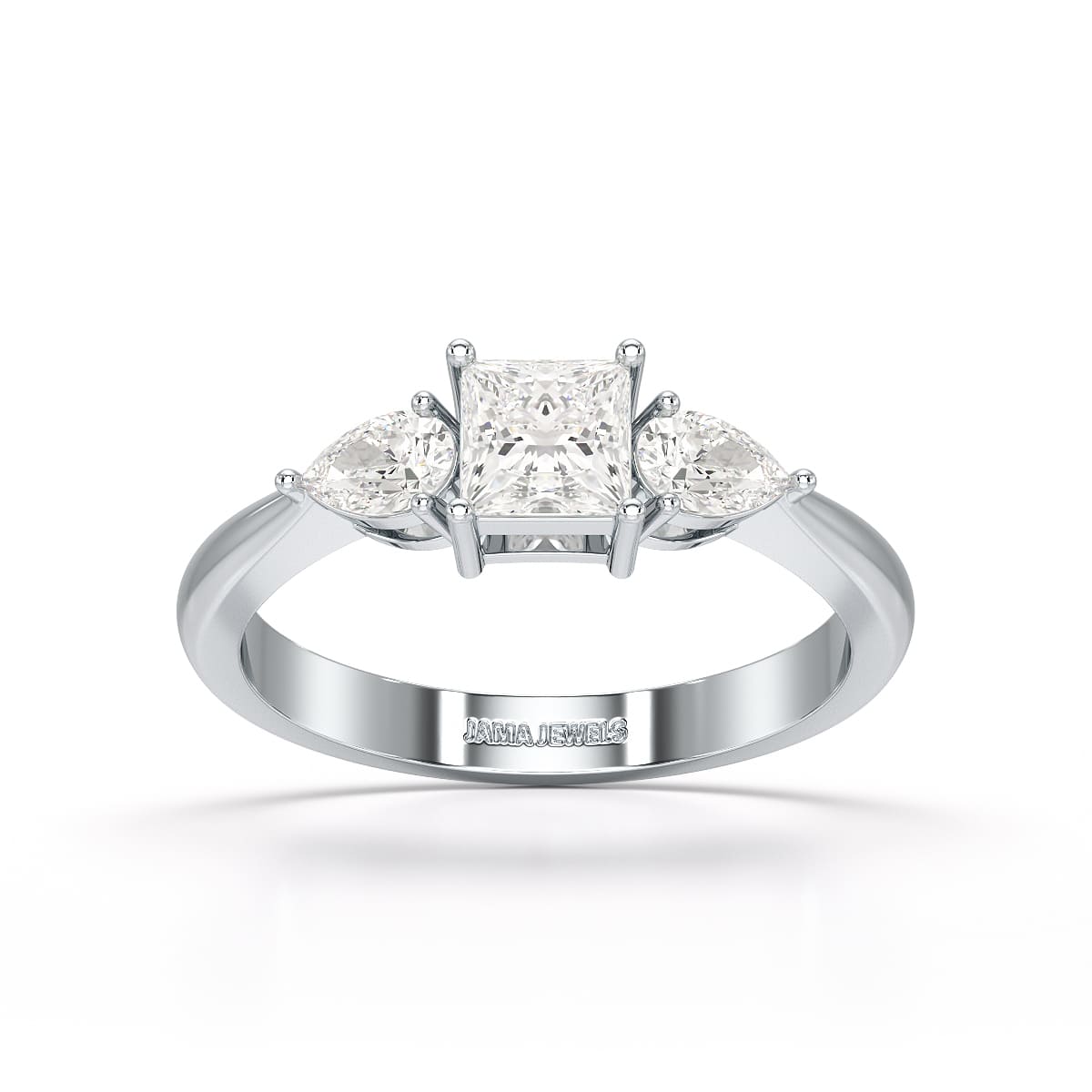 1.25 CT Three Stone Princess Pear Cut Lab Diamond Ring