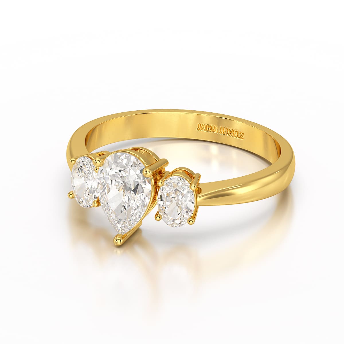 1.25 CT Three Stone Pear Oval Cut Lab Diamond Ring