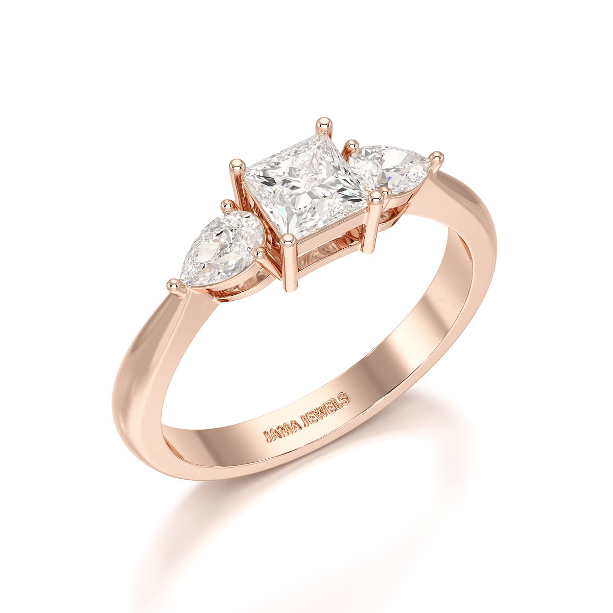 1.25 CT Three Stone Princess Pear Cut Lab Diamond Ring