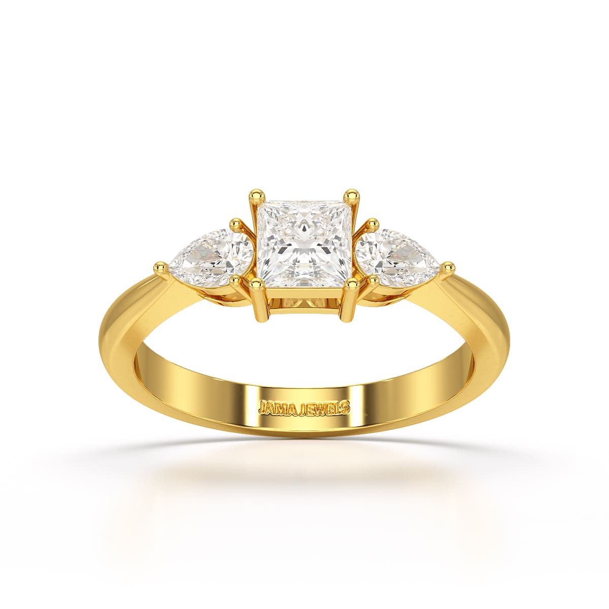 1.25 CT Three Stone Princess Pear Cut Lab Diamond Ring