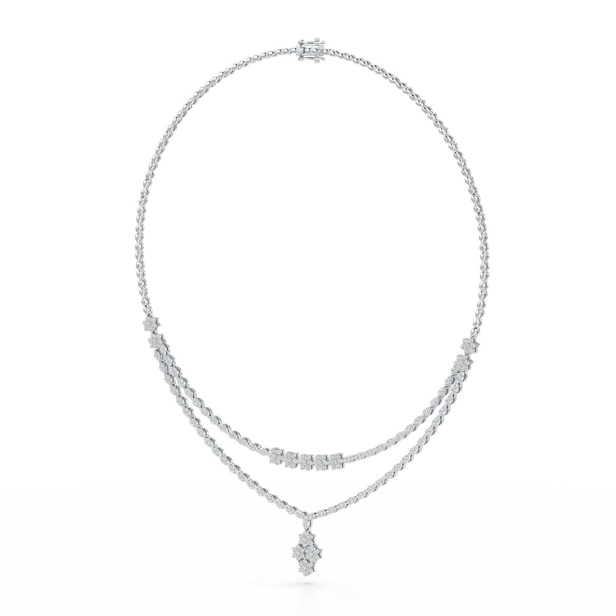 Lab Diamond 2.9 CT Two Layered Necklace