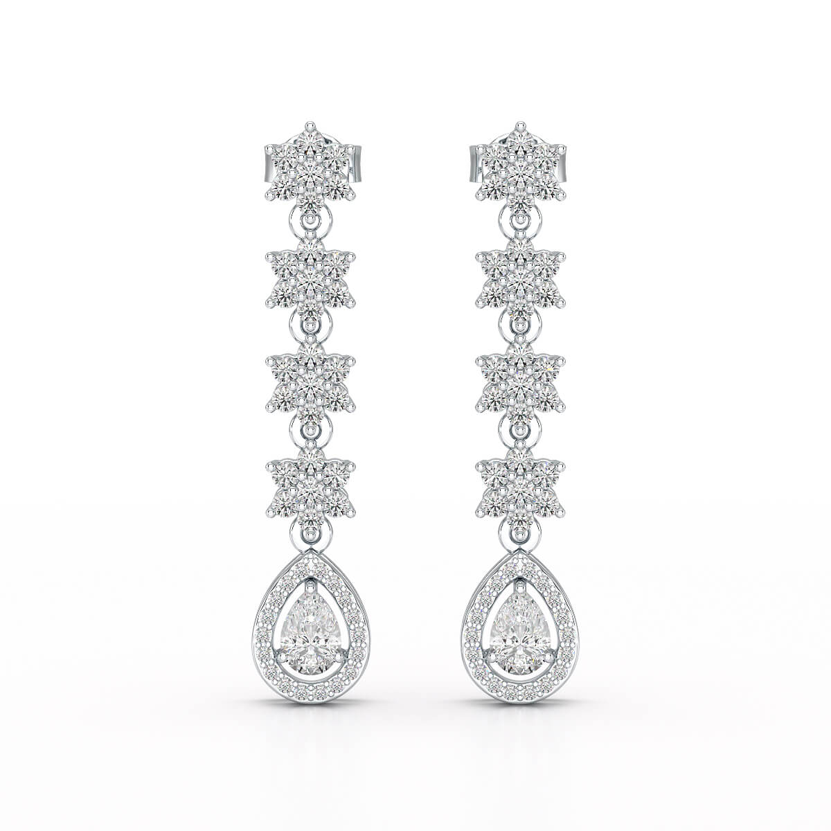 1.48 CT Pear Cut Drop Lab Diamond Earring