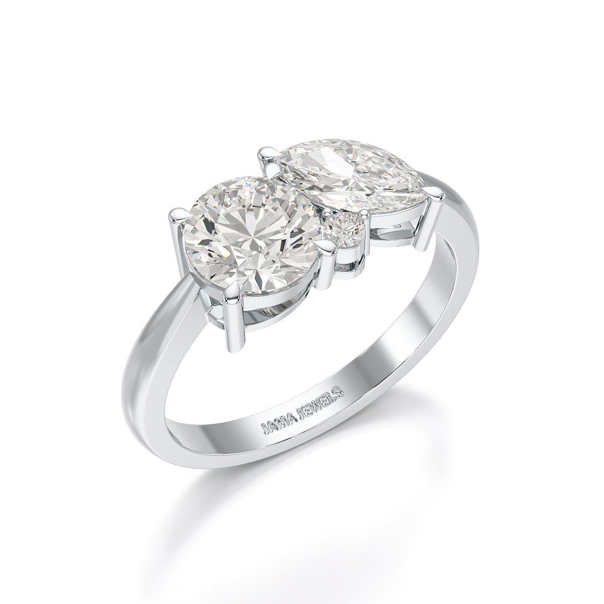 1.4 CT Marquise and Round Cut Lab Diamond Ring