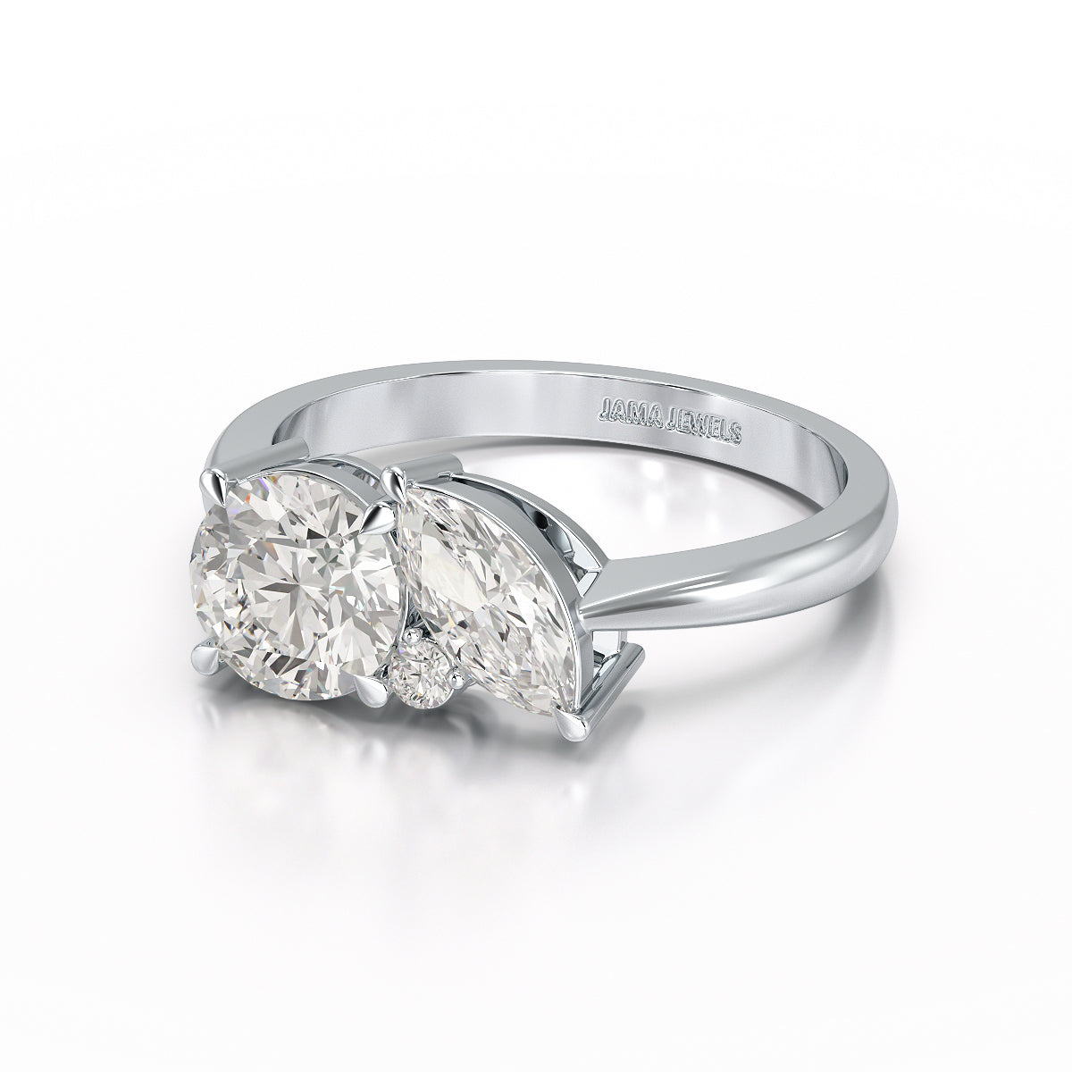 1.4 CT Marquise and Round Cut Lab Diamond Ring