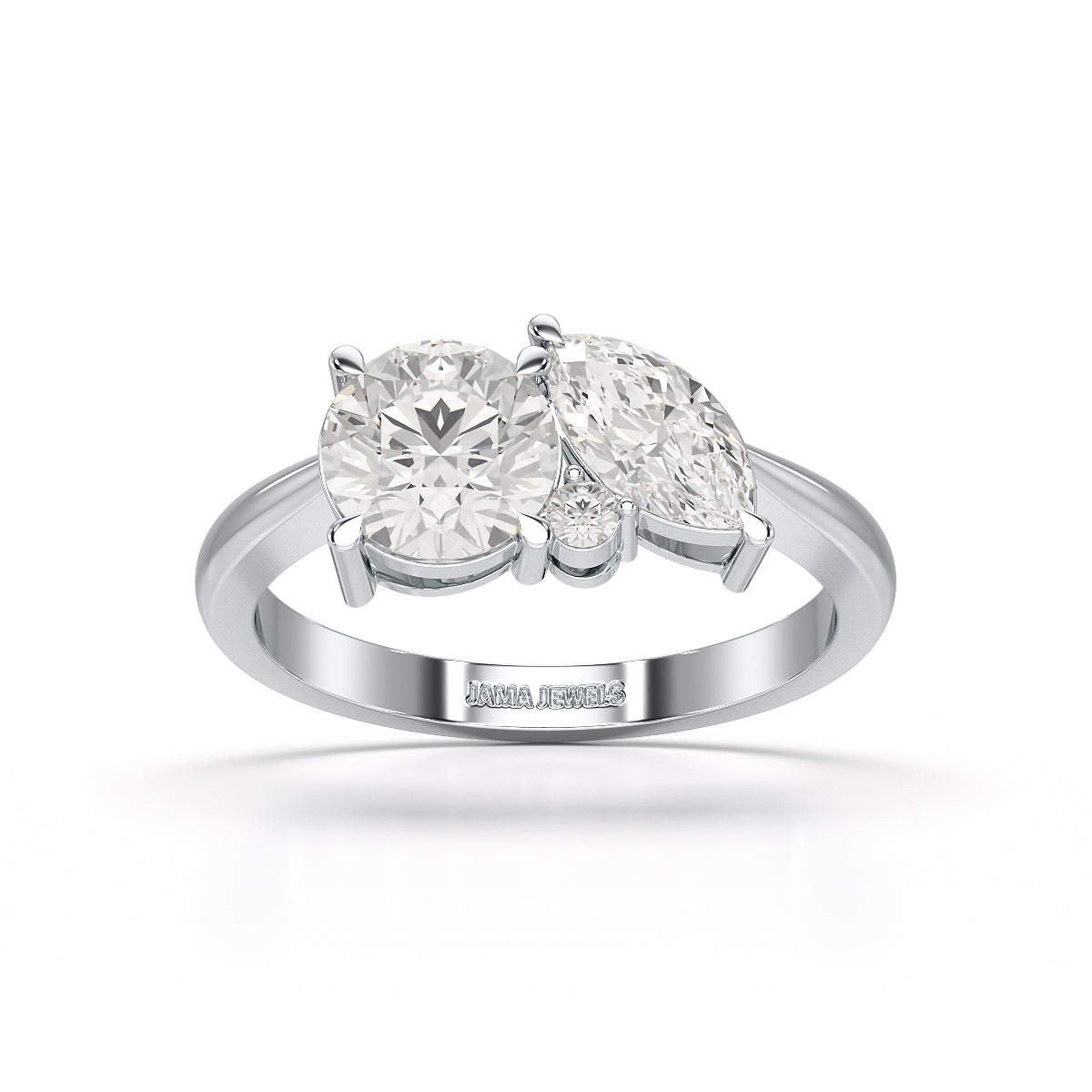 1.4 CT Marquise and Round Cut Lab Diamond Ring