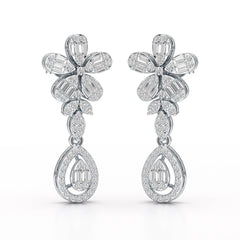 1.4 CT Baguette Cut Lab Diamond  Dangle Drop Earring