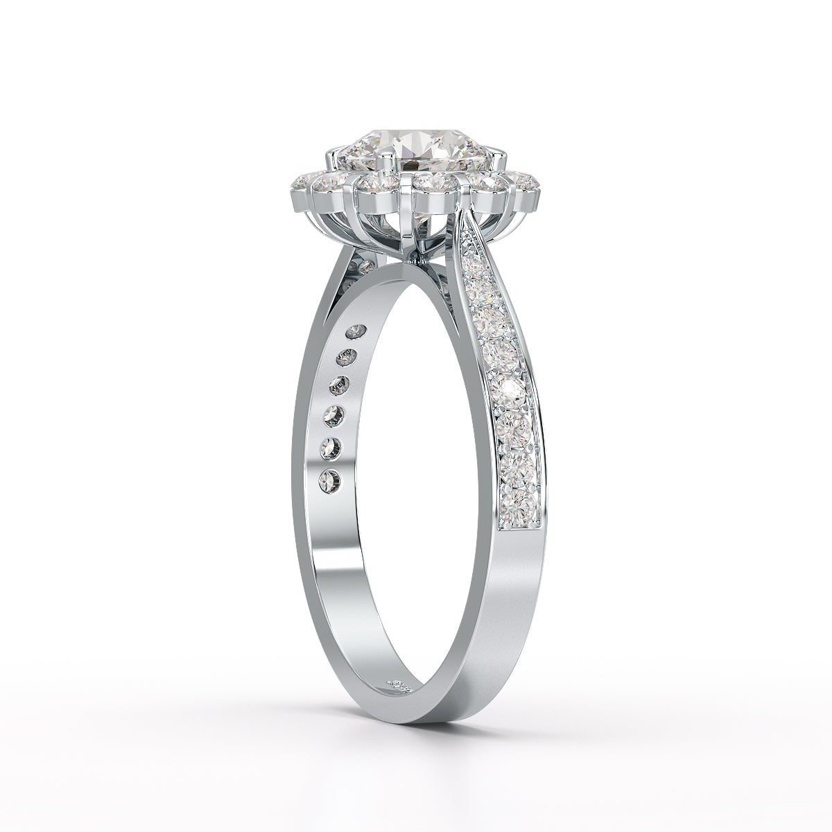 1.55 CT Round Cut Halo Lab Diamond Ring