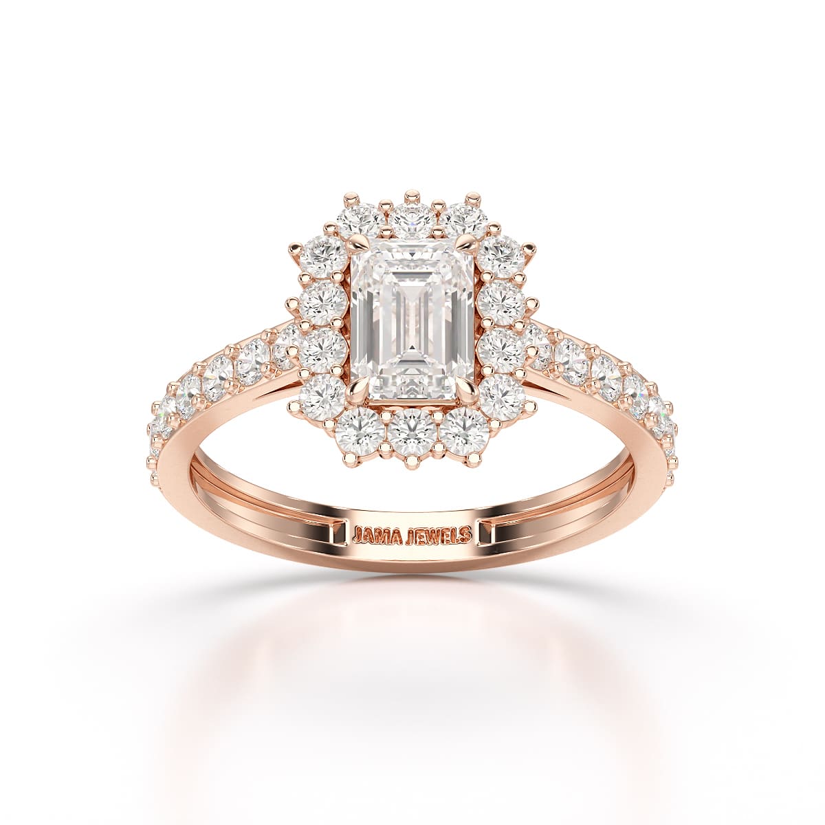 1.5 CT Lab Diamond Emerald Cut Halo Ring