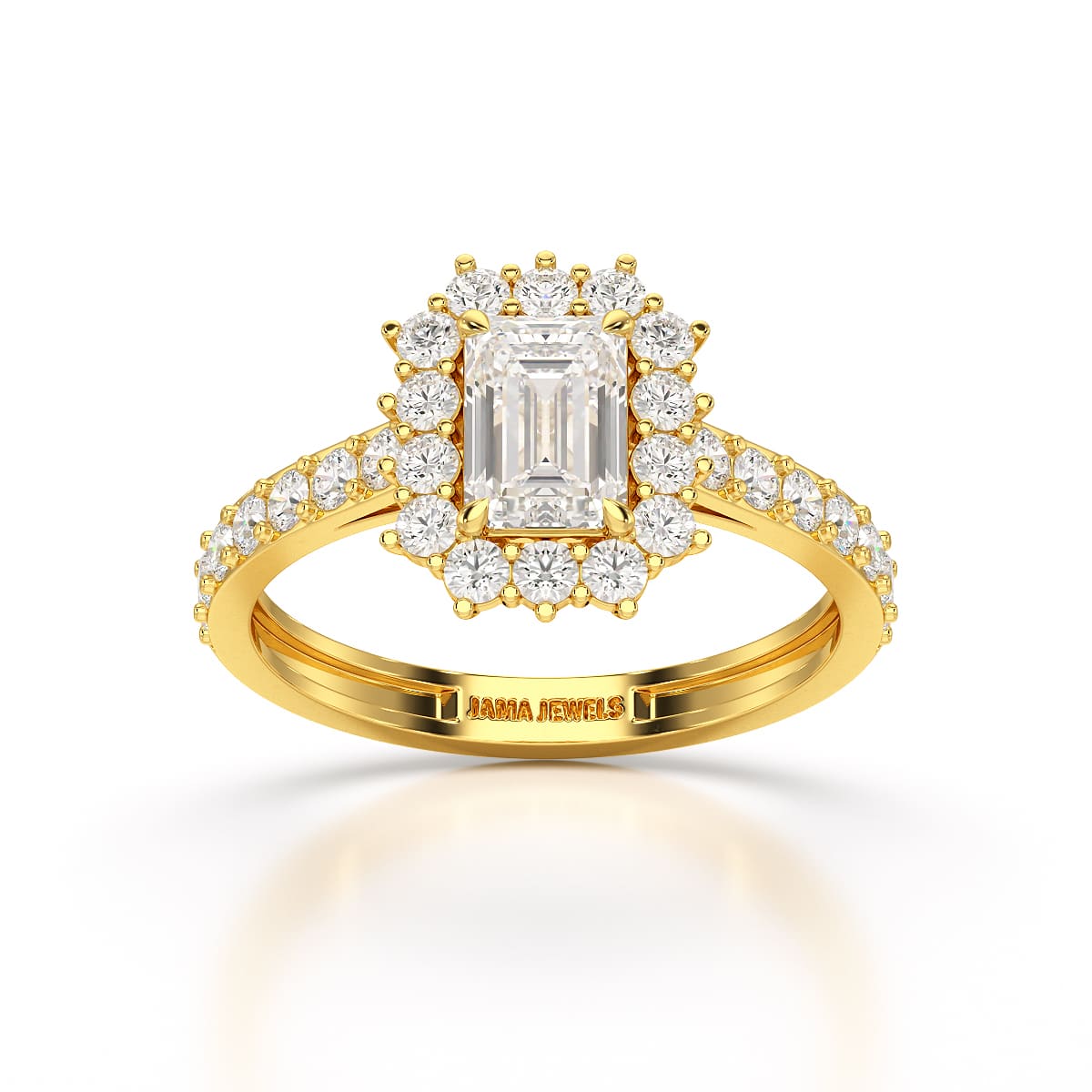 1.5 CT Lab Diamond Emerald Cut Halo Ring