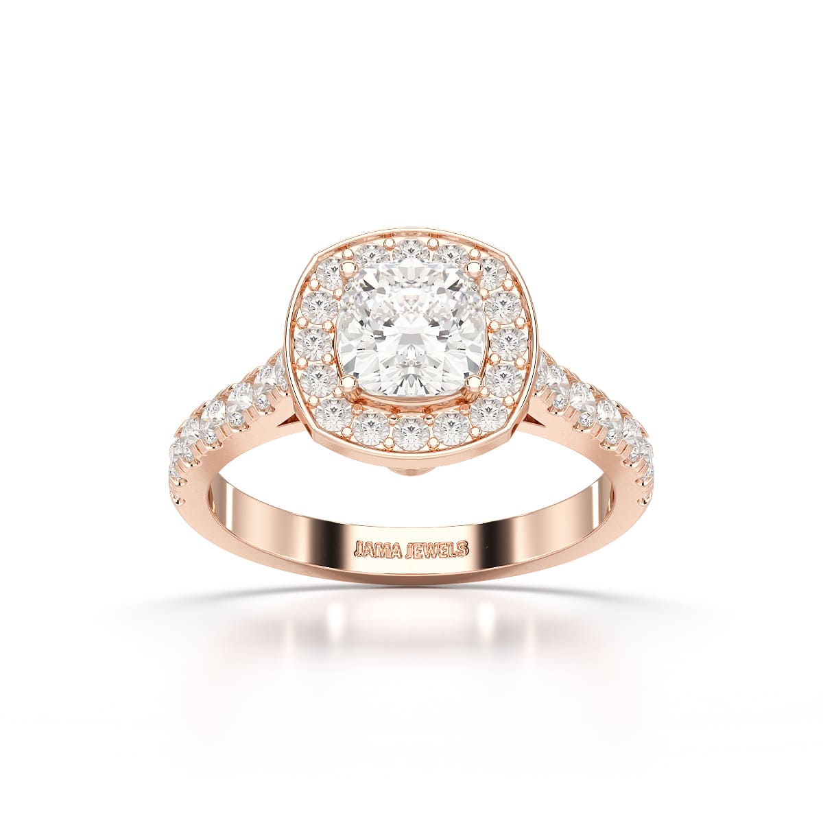 1.61 CT Cushion Cut Halo Lab Diamond Ring