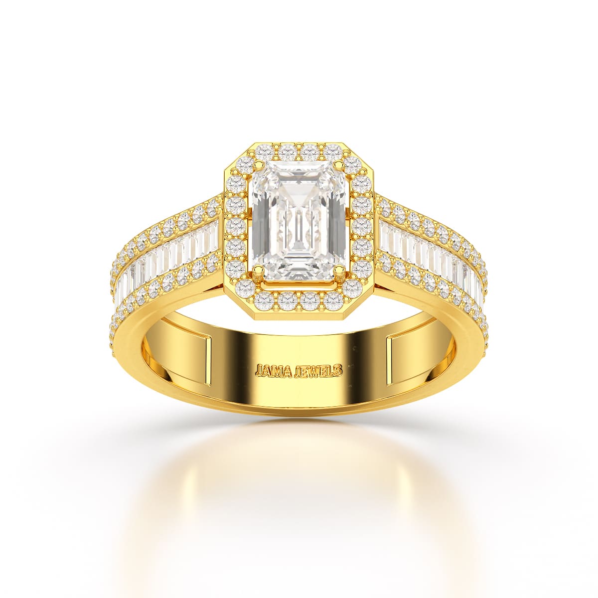 1.72 CT Emerald Cut Halo Lab Diamond Ring