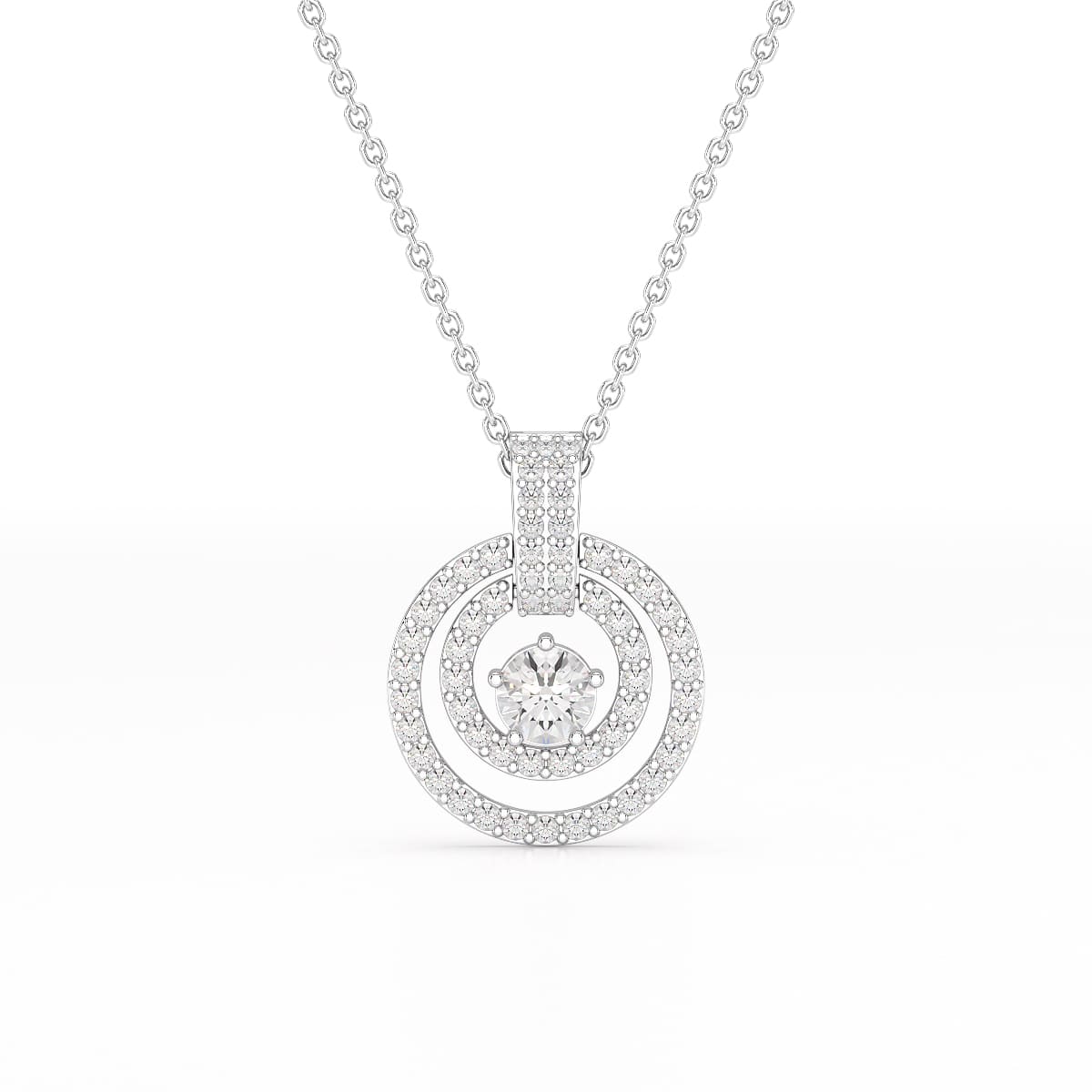 1.6 CT Lab Diamond Round Cut Chain Pendant