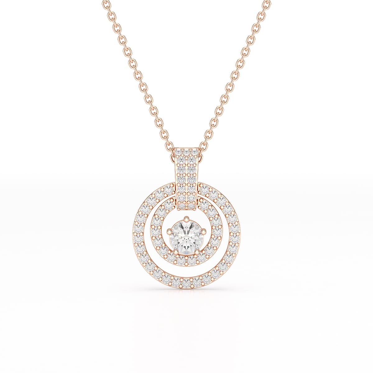 1.6 CT Lab Diamond Round Cut Chain Pendant