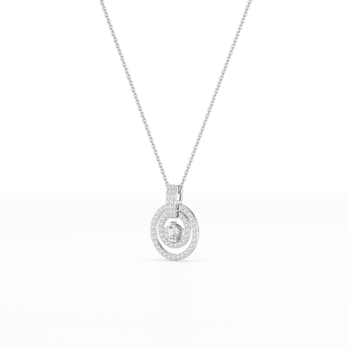 1.6 CT Lab Diamond Round Cut Chain Pendant