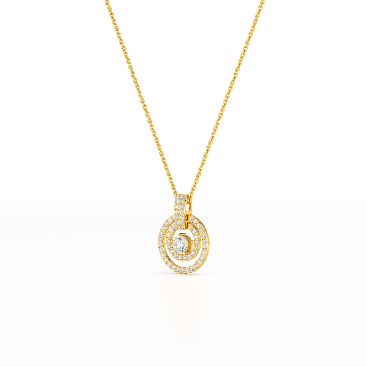 1.6 CT Lab Diamond Round Cut Chain Pendant