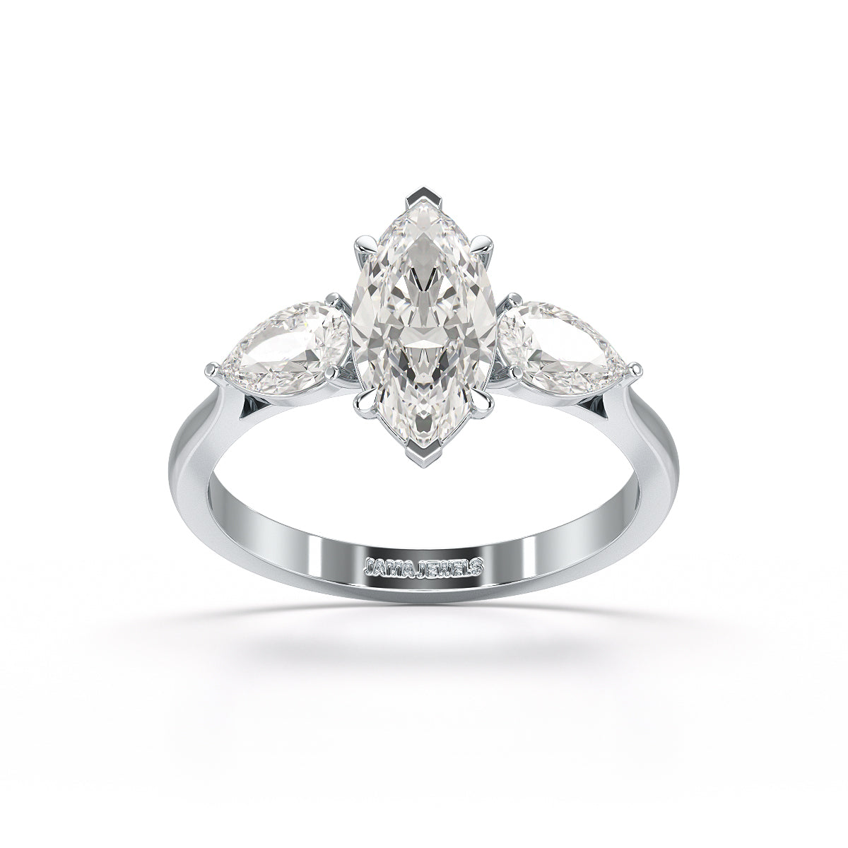 1.6 CT Marquise Cut Three Stone Lab Diamond Ring