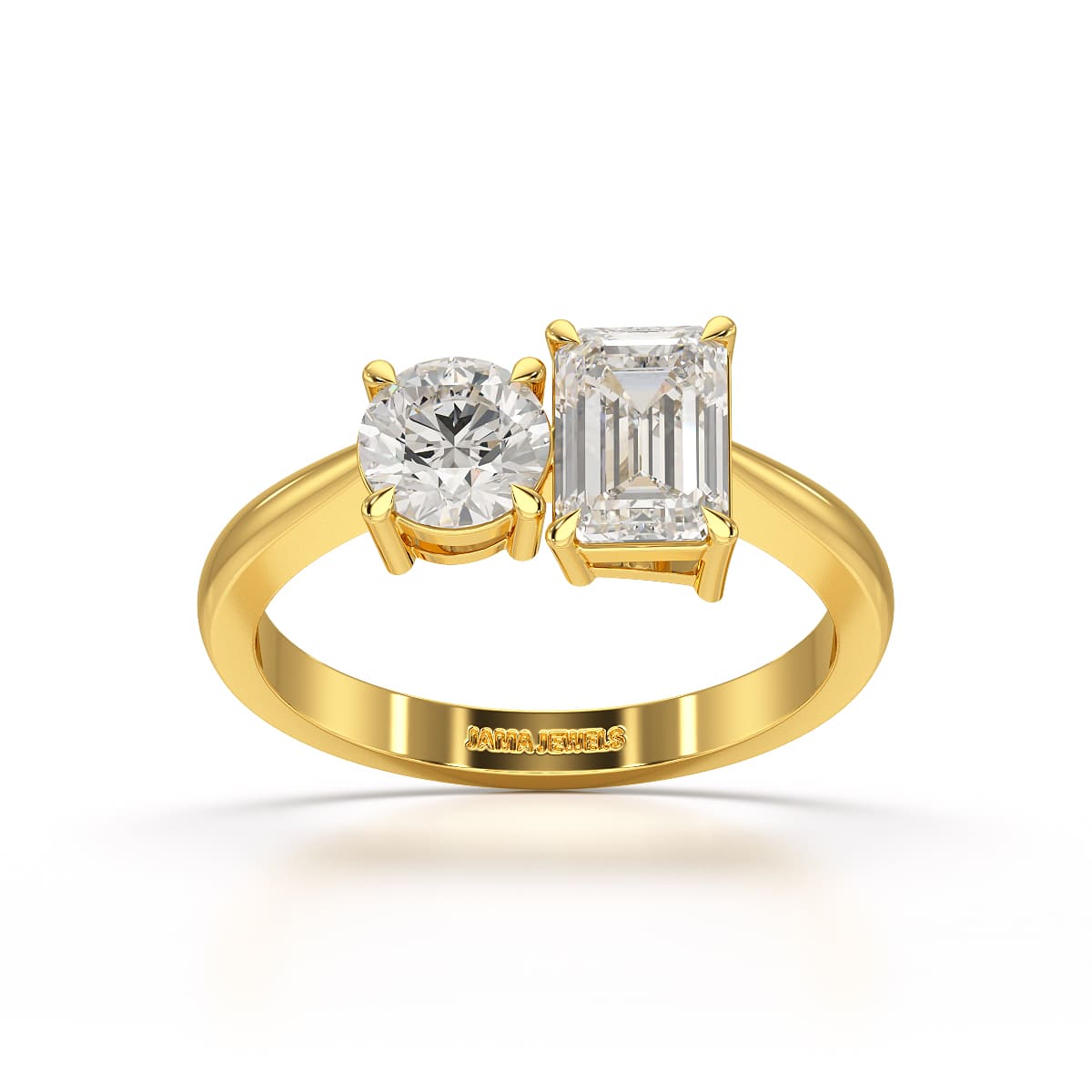 1.6 CT Emerald and Round Lab Diamond Ring