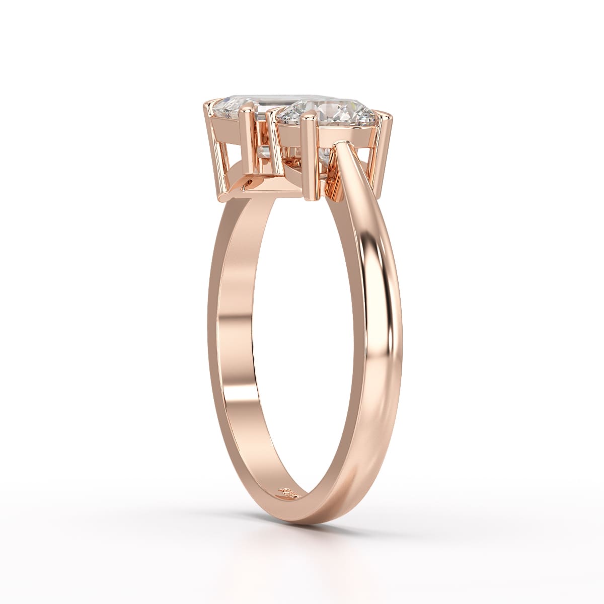 1.6 CT Emerald and Round Lab Diamond Ring