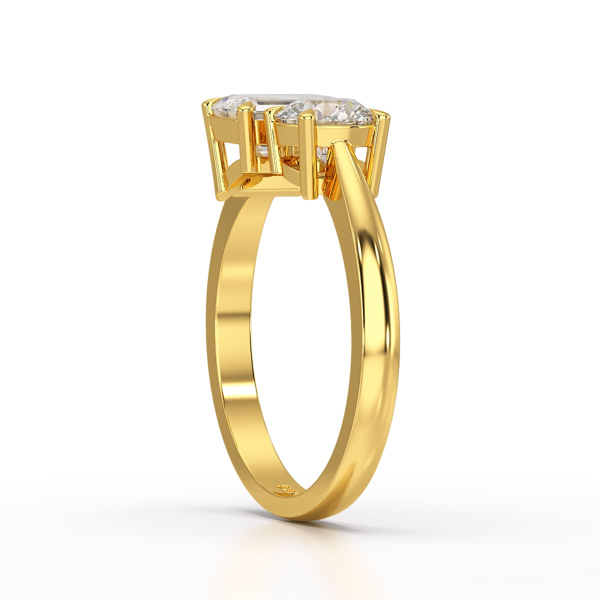 1.6 CT Emerald and Round Lab Diamond Ring