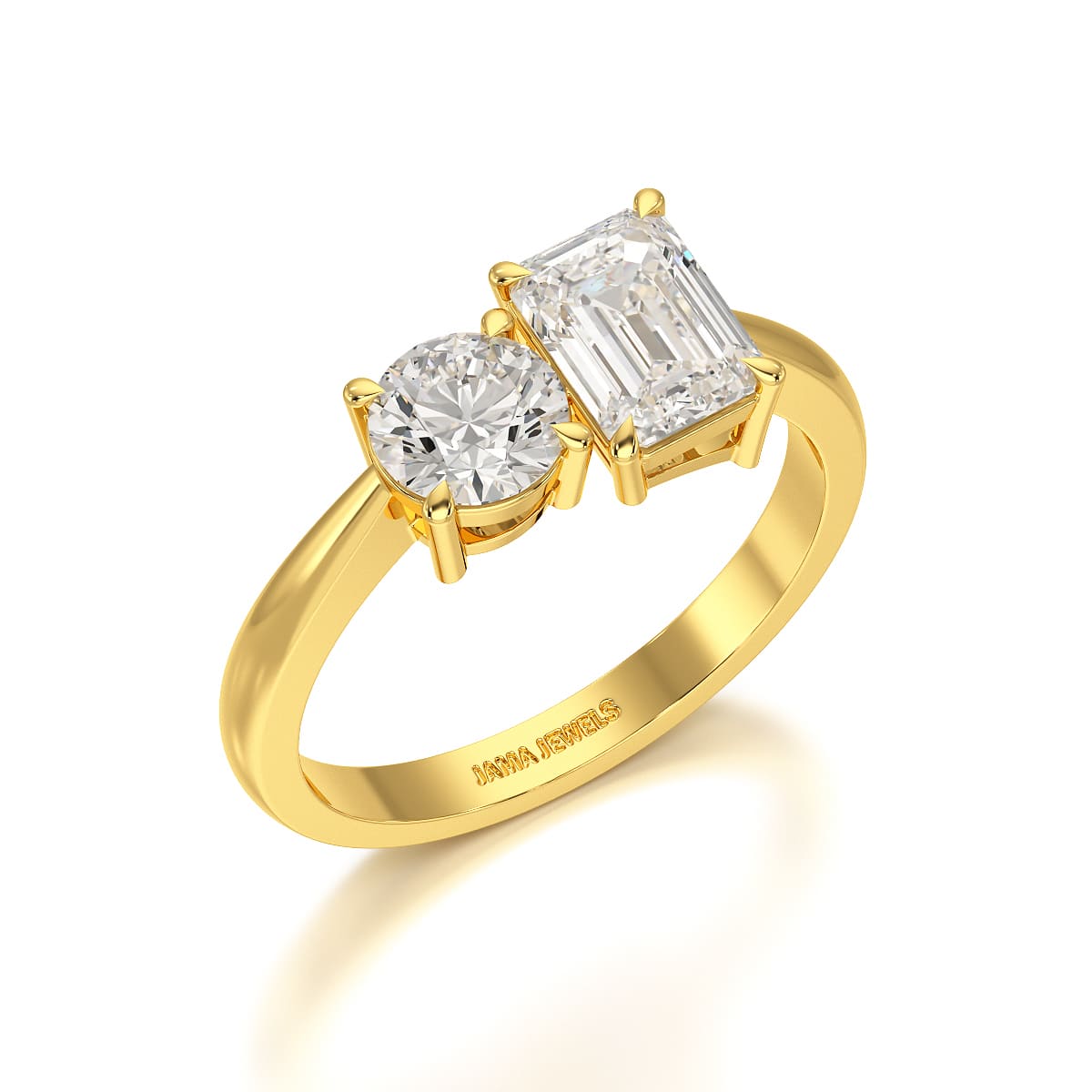 1.6 CT Emerald and Round Lab Diamond Ring