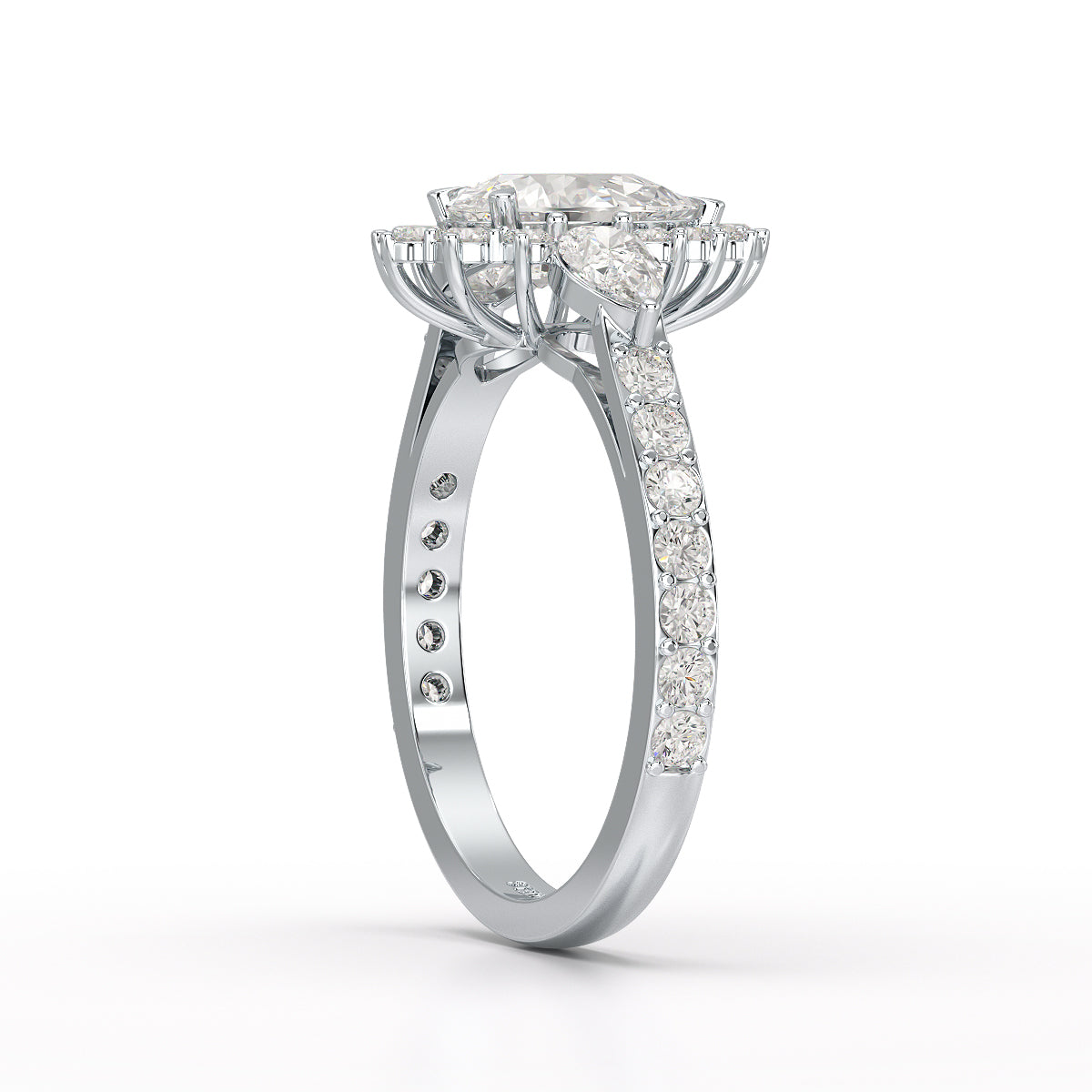 1.7 CT Pear Cut Lab Diamond Engagement Ring