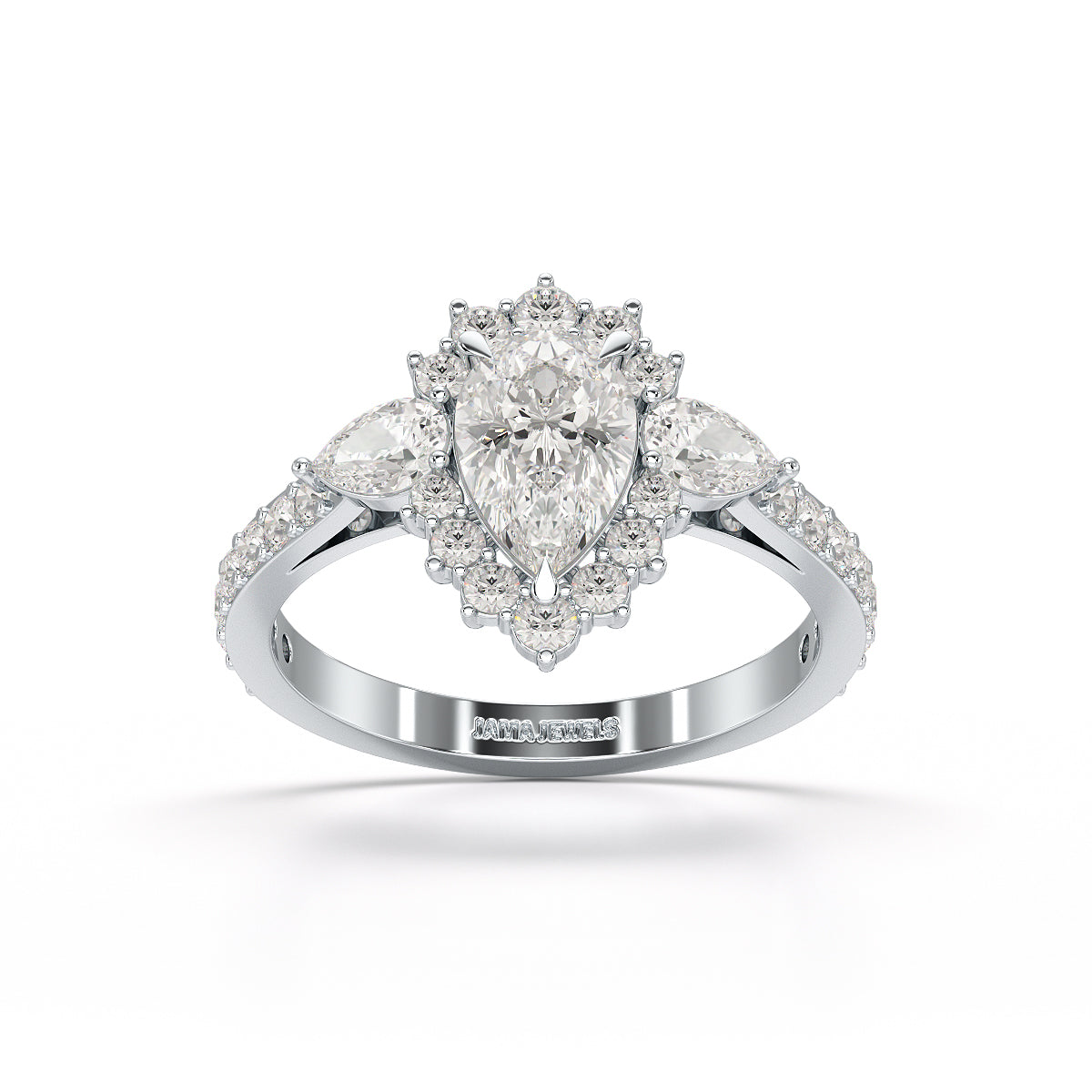 1.7 CT Pear Cut Lab Diamond Engagement Ring