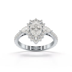 1.7 CT Pear Cut Lab Diamond Engagement Ring