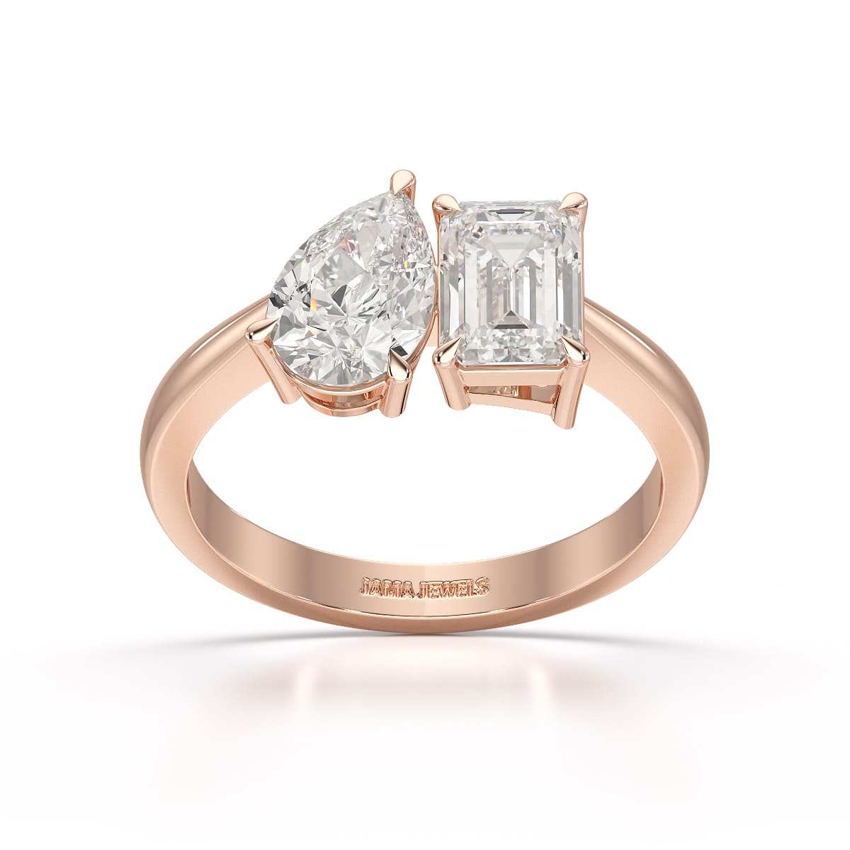 1.8 CT Emerald and Pear Lab diamond Ring