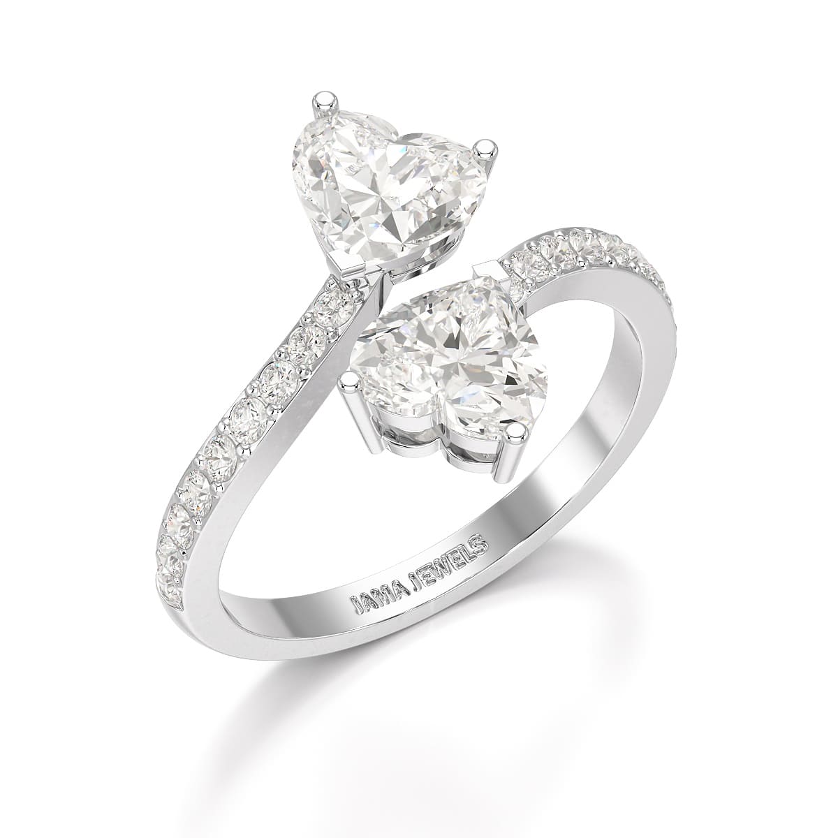 2.1 CT Double Heart Shaped Lab Diamond Ring