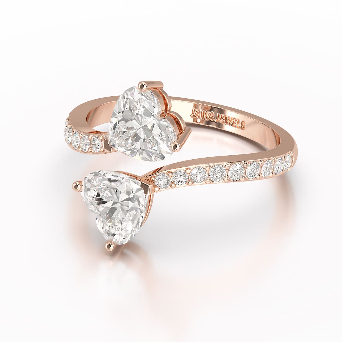 2.1 CT Double Heart Shaped Lab Diamond Ring