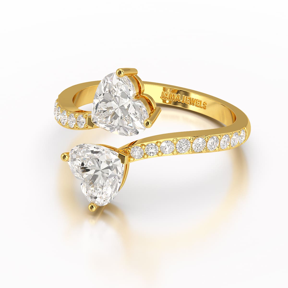 2.1 CT Double Heart Shaped Lab Diamond Ring