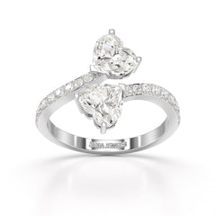 2.1 CT Double Heart Shaped Lab Diamond Ring