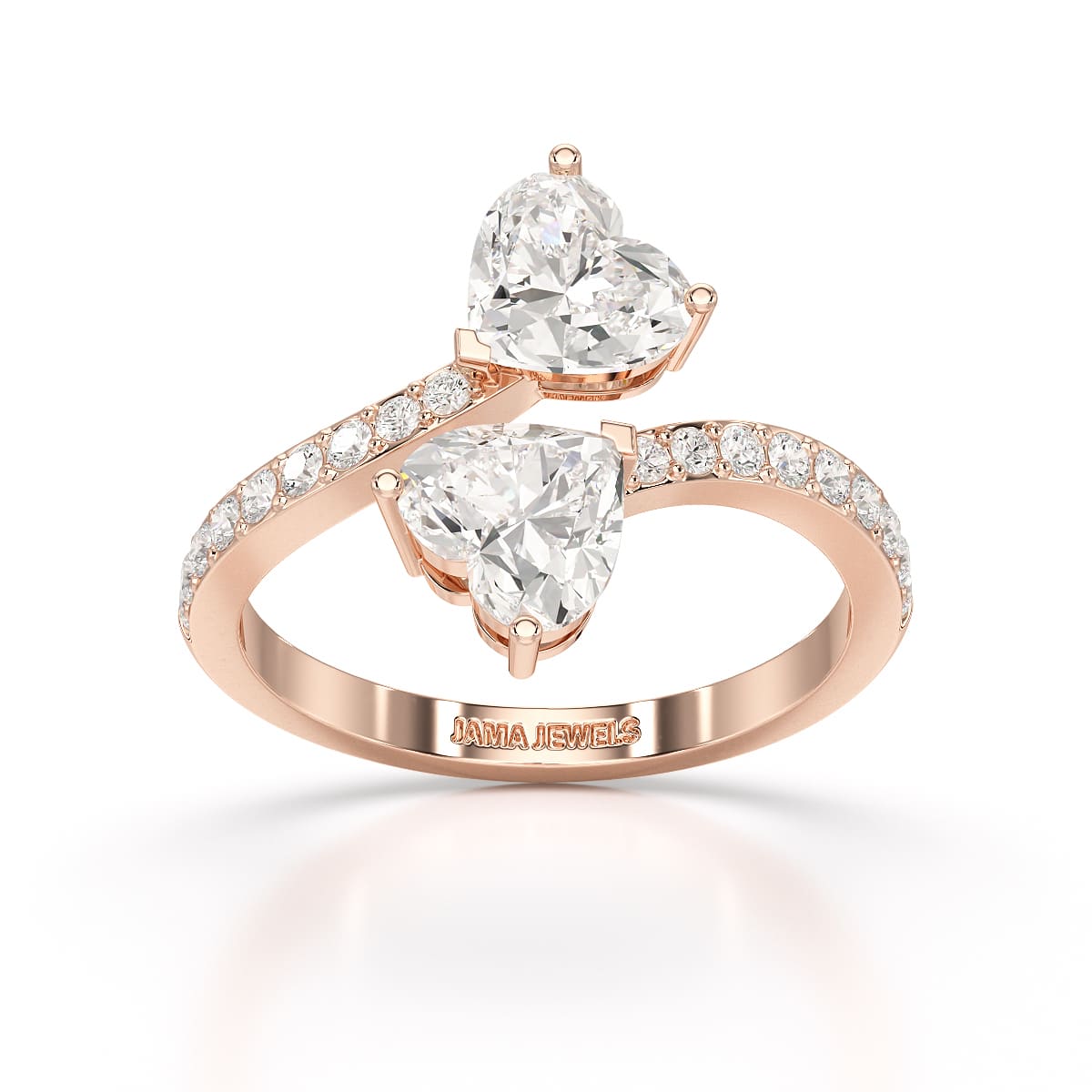 2.1 CT Double Heart Shaped Lab Diamond Ring