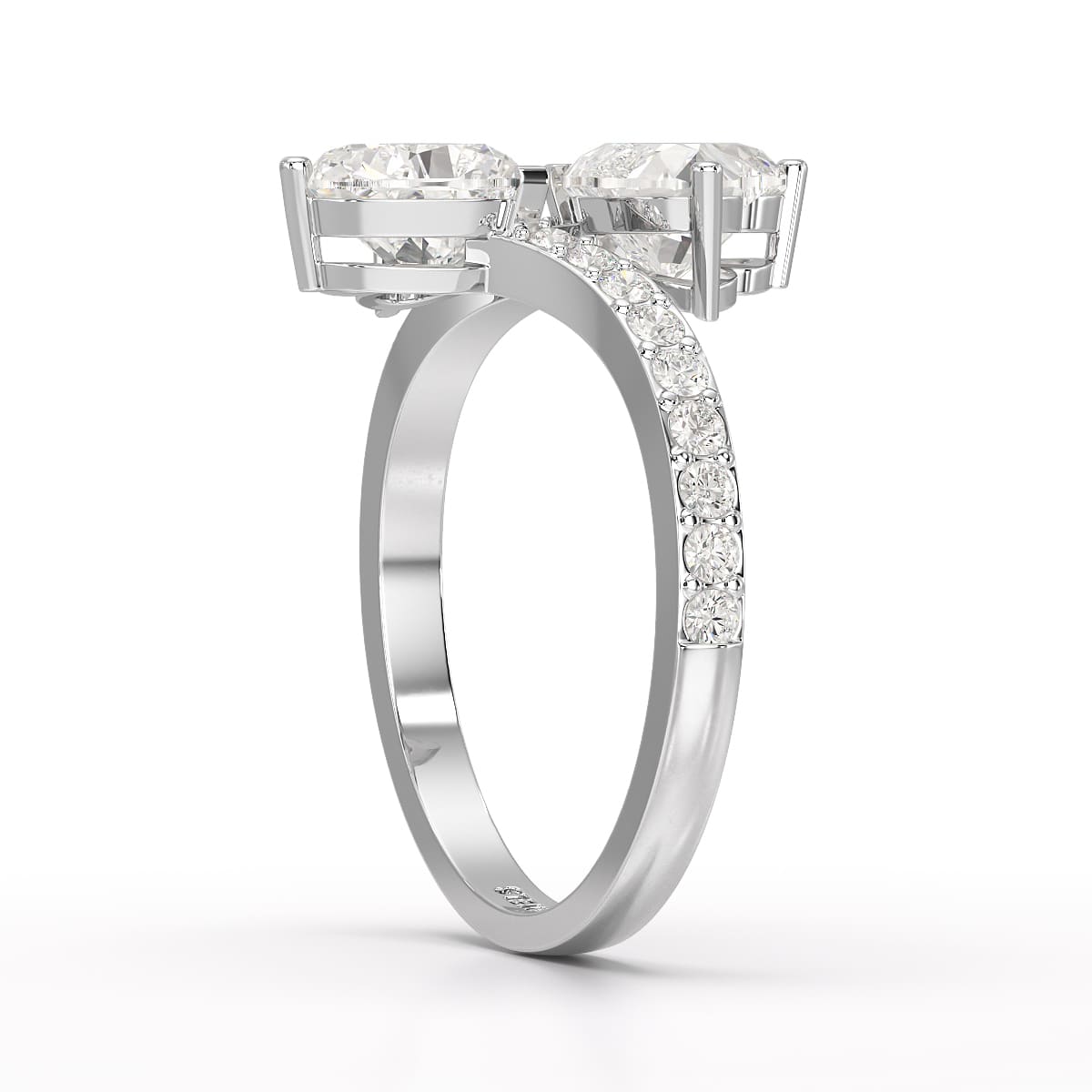 2.1 CT Double Heart Shaped Lab Diamond Ring