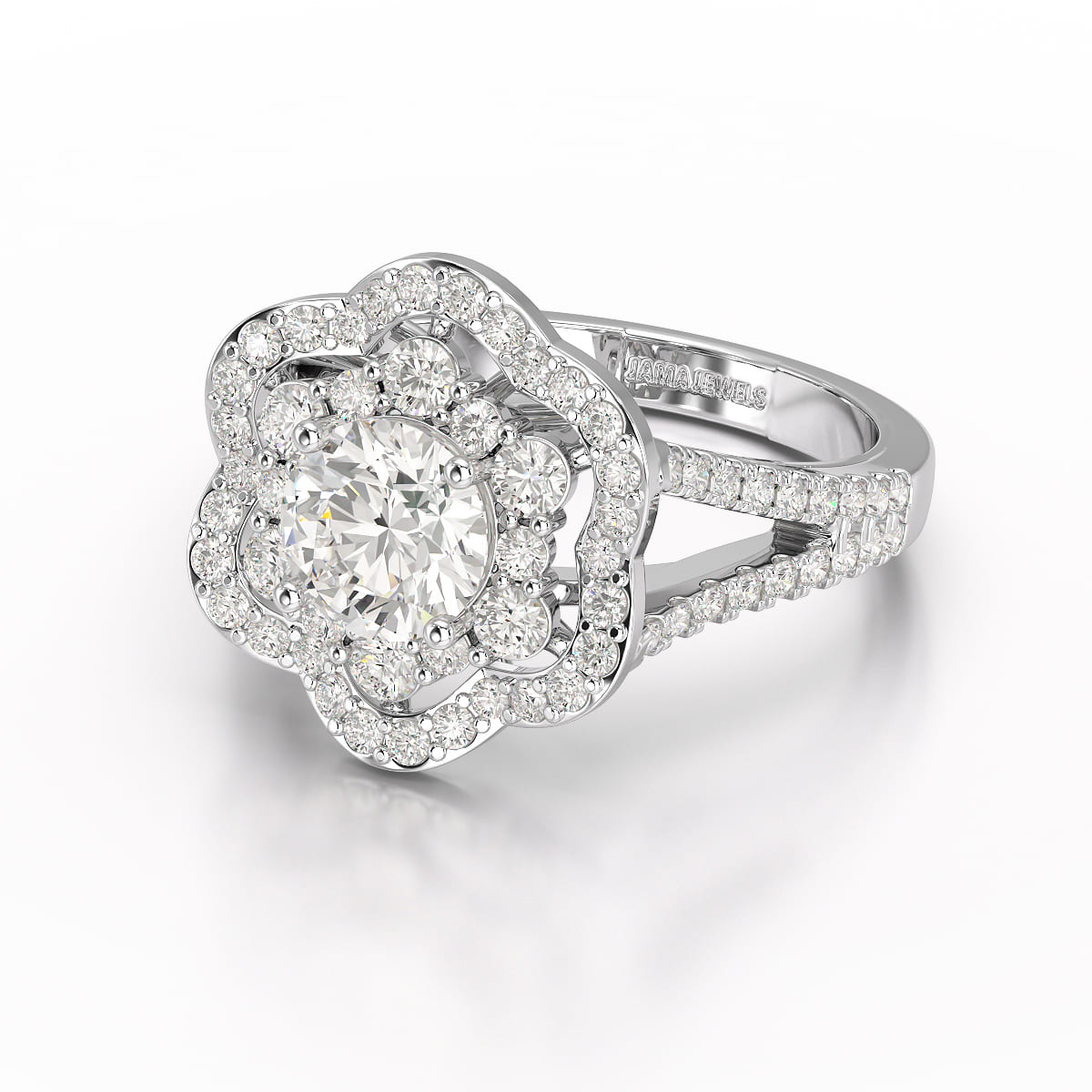 1.9 CT Round Cut Halo Lab Diamond Ring
