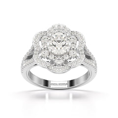 1.95 CT Round Cut Halo Lab Diamond Ring