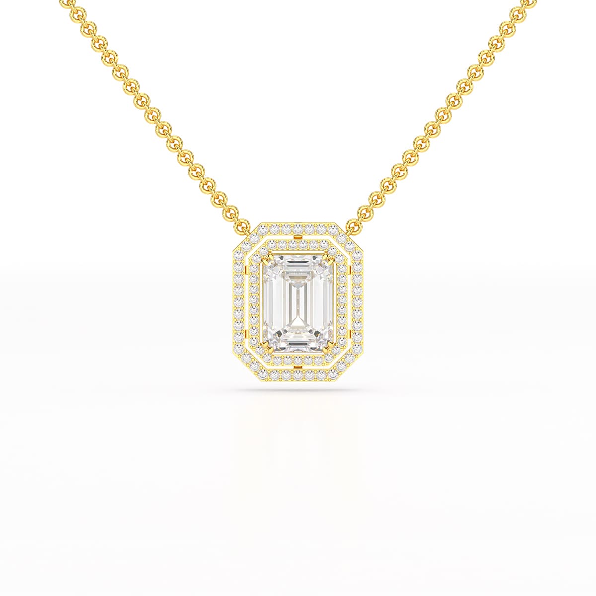11.43 CT Emerald Cut Halo Lab Diamond Pendant