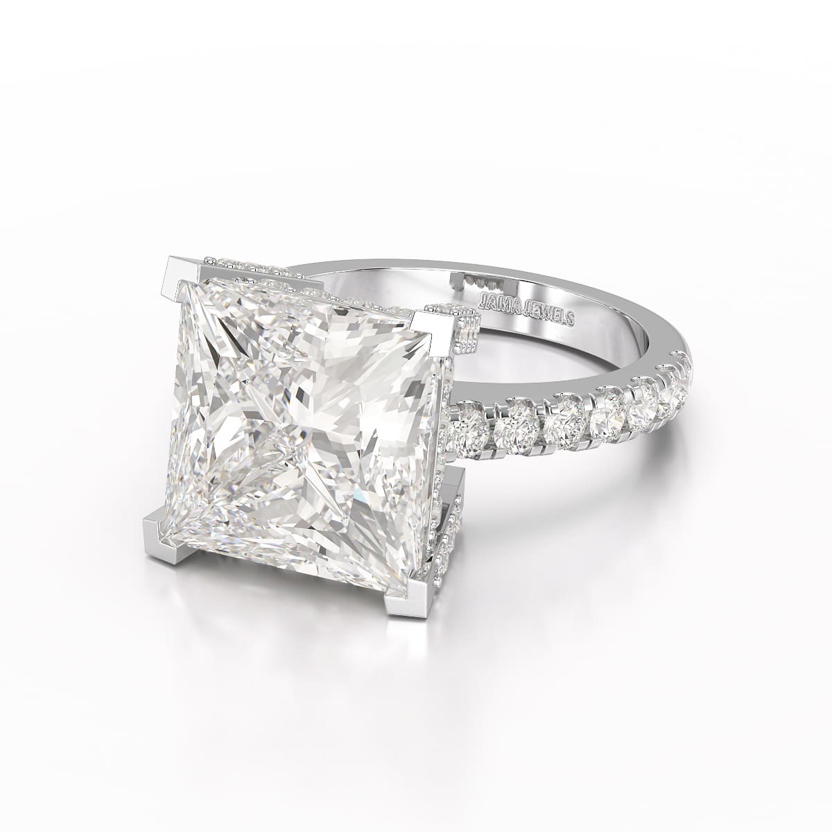11.42 CT Lab Diamond Princess Cut Hidden Halo Ring