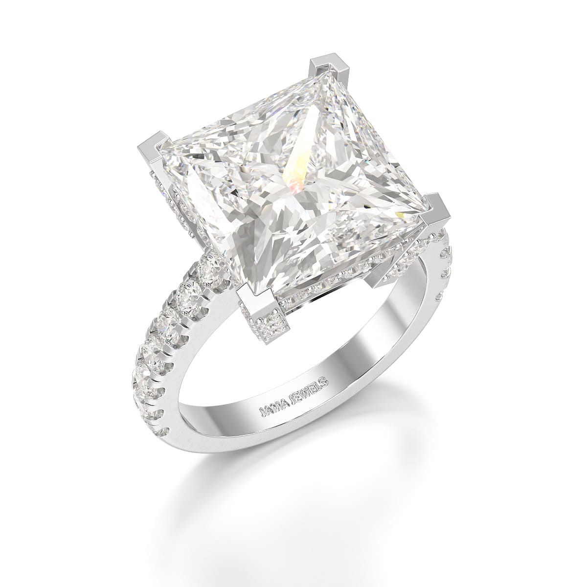 11.42 CT Lab Diamond Princess Cut Hidden Halo Ring